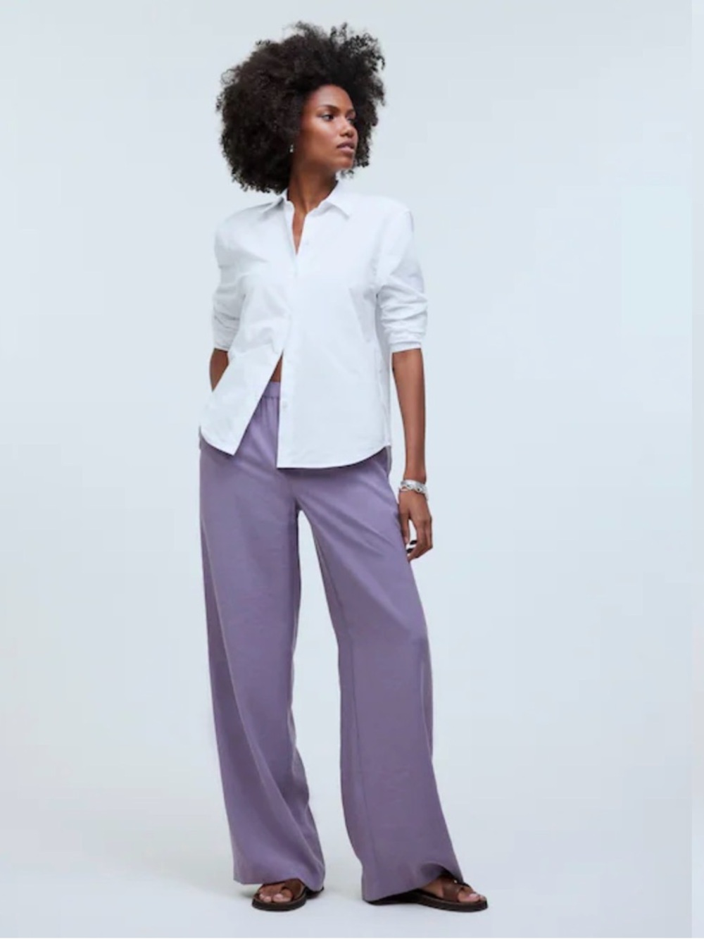 Madewell Pull-On Wide-Leg Pants in Softdrape Smoky Grape Med Tall NWT 32” waist